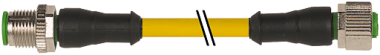 Kabel M12 4x0,34 M12 ger.  0,3m gelb