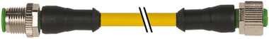 Câble M12 4x0,34 M12  0,3m jaune