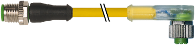 Kabel M12 4x0,34 M12 gew.  0,3m gelb